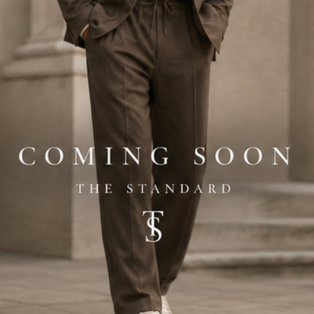 The Standard — brown two-piece tailoring, coming soon